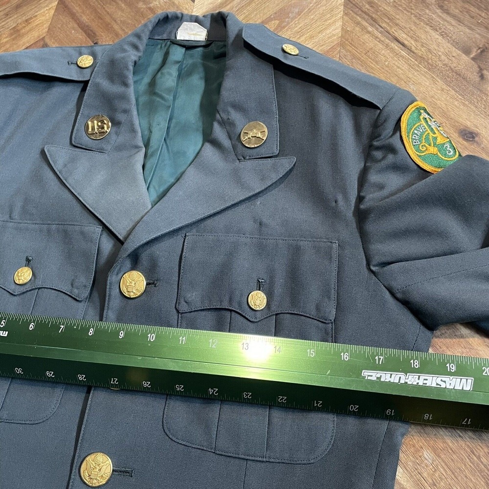 US Military Jacket Enlisted Uniform Coat Patches‎ Pins Wool Blend Vintage 35R - Picture 8 of 13